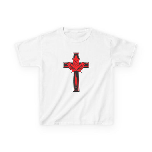 Faith & Freedom Roots – Heavy Cotton Cross & Maple Leaf Tee