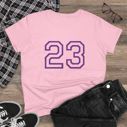 Psalm 23 Women’s Tee – Inspired Sports-Style Shirt (Purple Numbering)