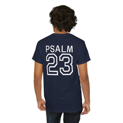 Psalm 23 Men’s T-Shirt – Inspired Sports-Style Shirt (White Numbering)
