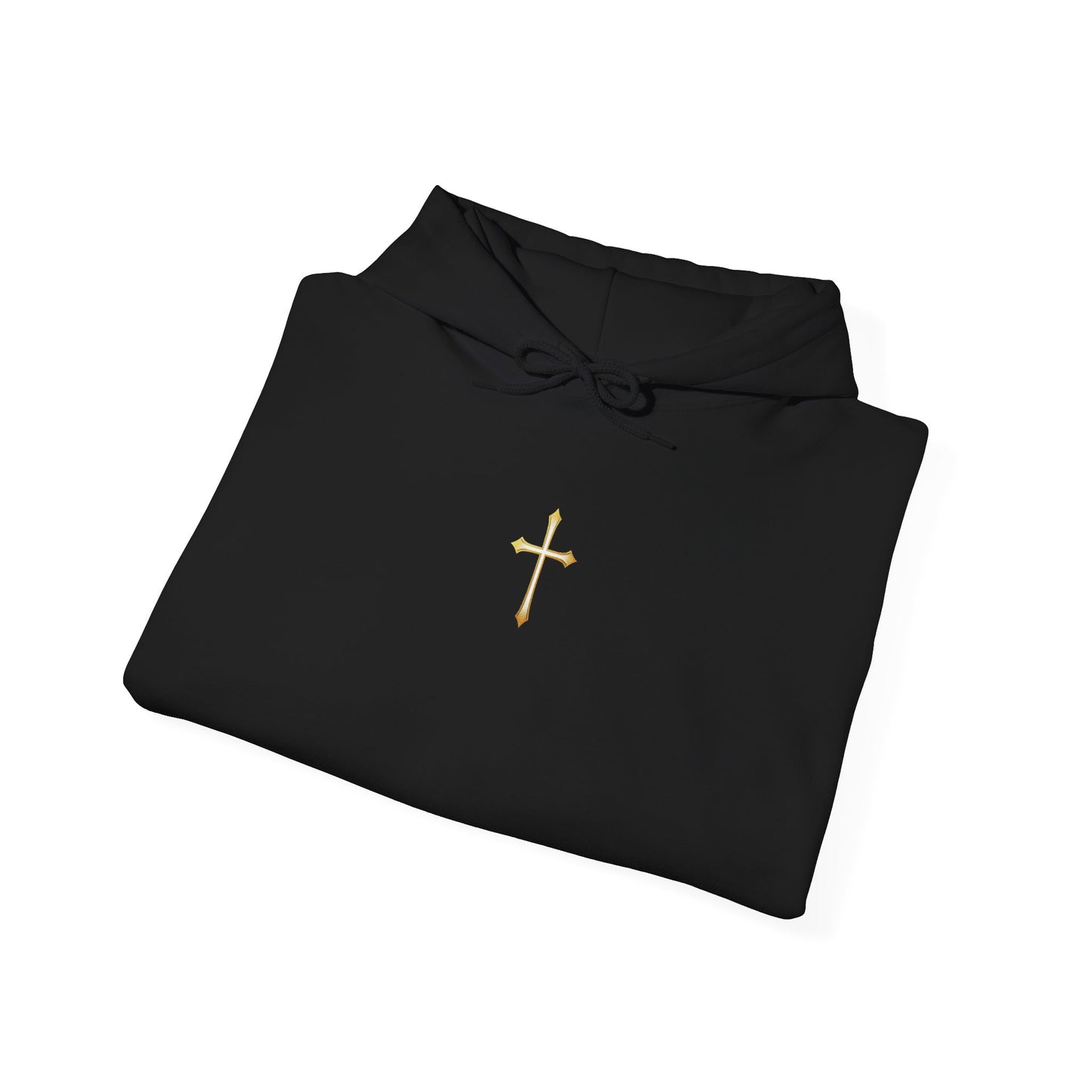 Women’s Gold Cross Hoodie – Christian Faith Hoodie with Front & Back Design