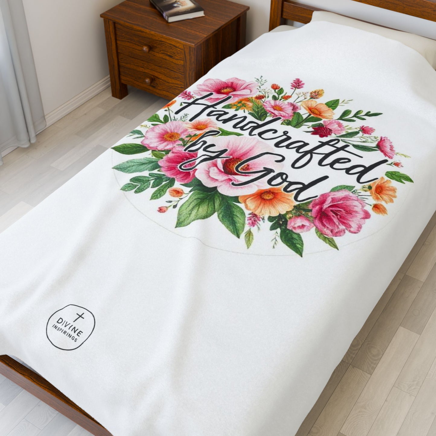 Handcrafted by God Plush Blanket – Inspirational Christian Design