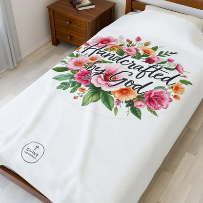 Handcrafted by God Plush Blanket – Inspirational Christian Design