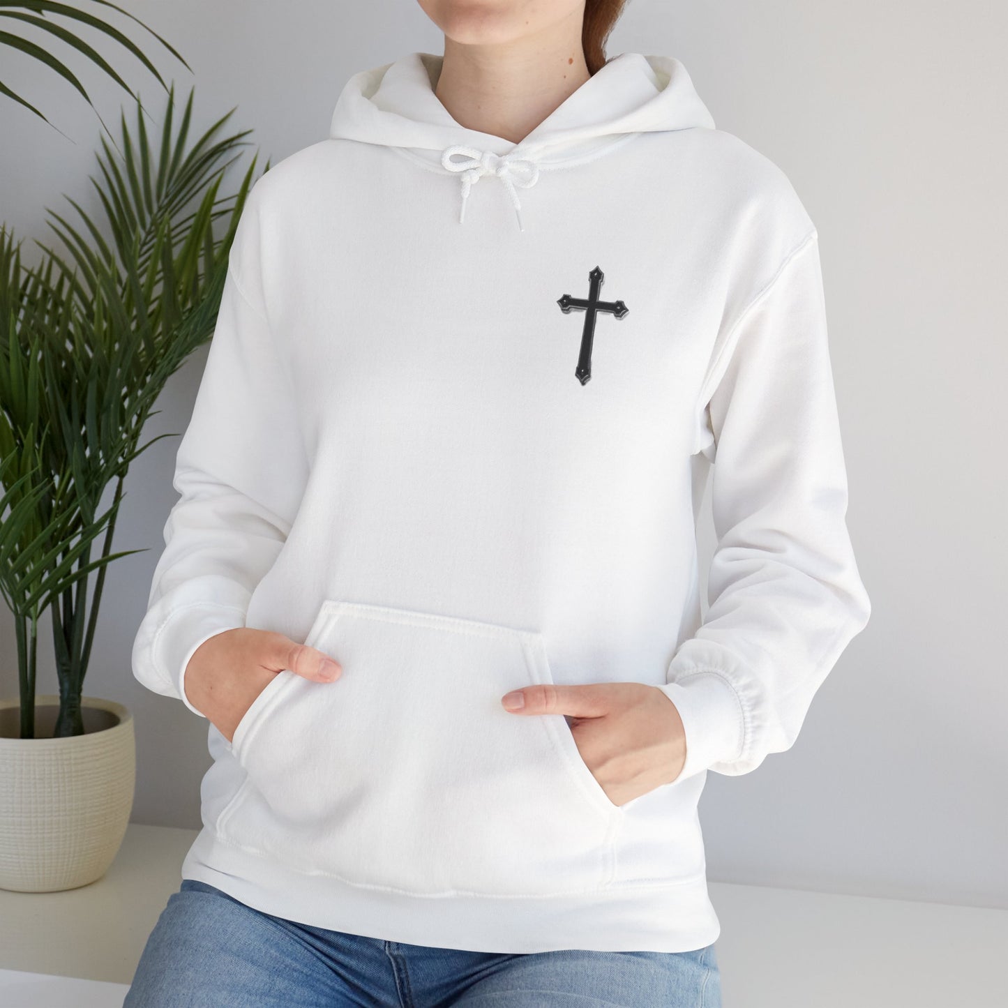 Warrior’s Black Cross Women’s Hoodie – Front & Back Christian Apparel | Ephesians 6:11