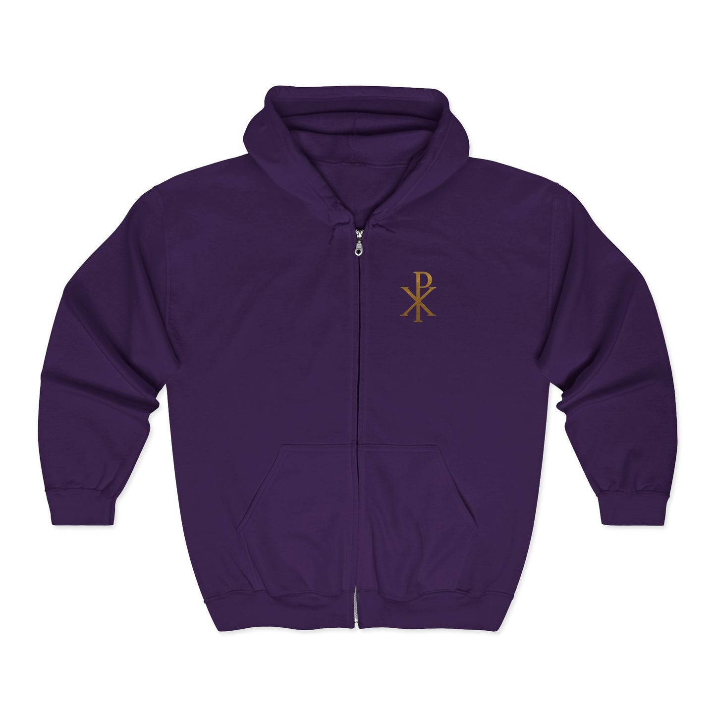 Radiant Faith Women's Zip-Up Hoodie with Gold Chi Rho Design