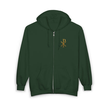 Men’s Chi Rho Zip-Up Hoodie – Comfortable Faith-Inspired Style