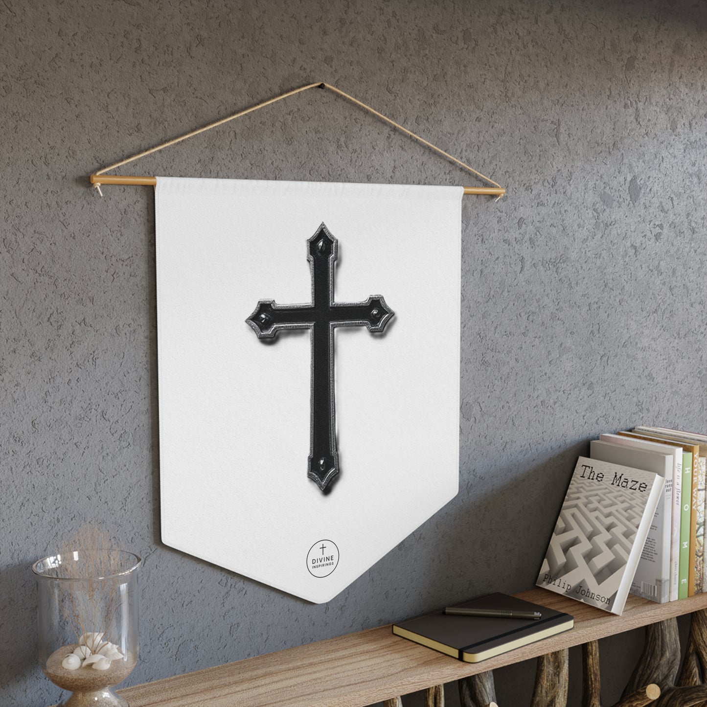 At the Foot of the Cross Pennant Banner – Black Cross Design
