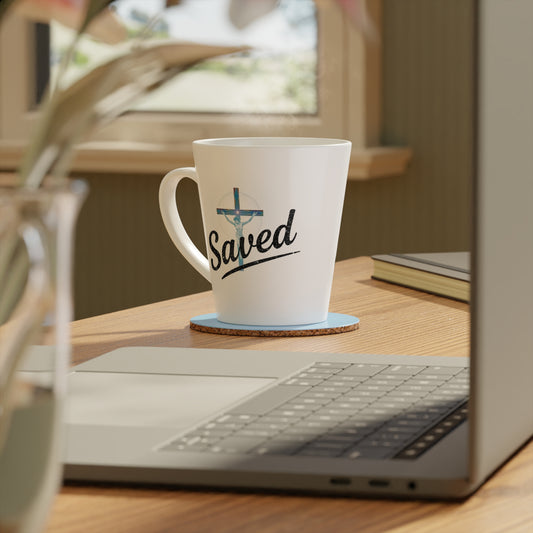 Saved Crucifix Latte Mug – Redeemed by Grace, Inspired by the Cross