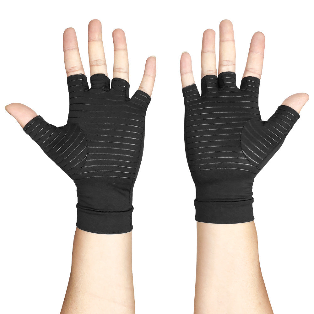 Black compression gloves on a white background