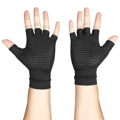 Black compression gloves on a white background