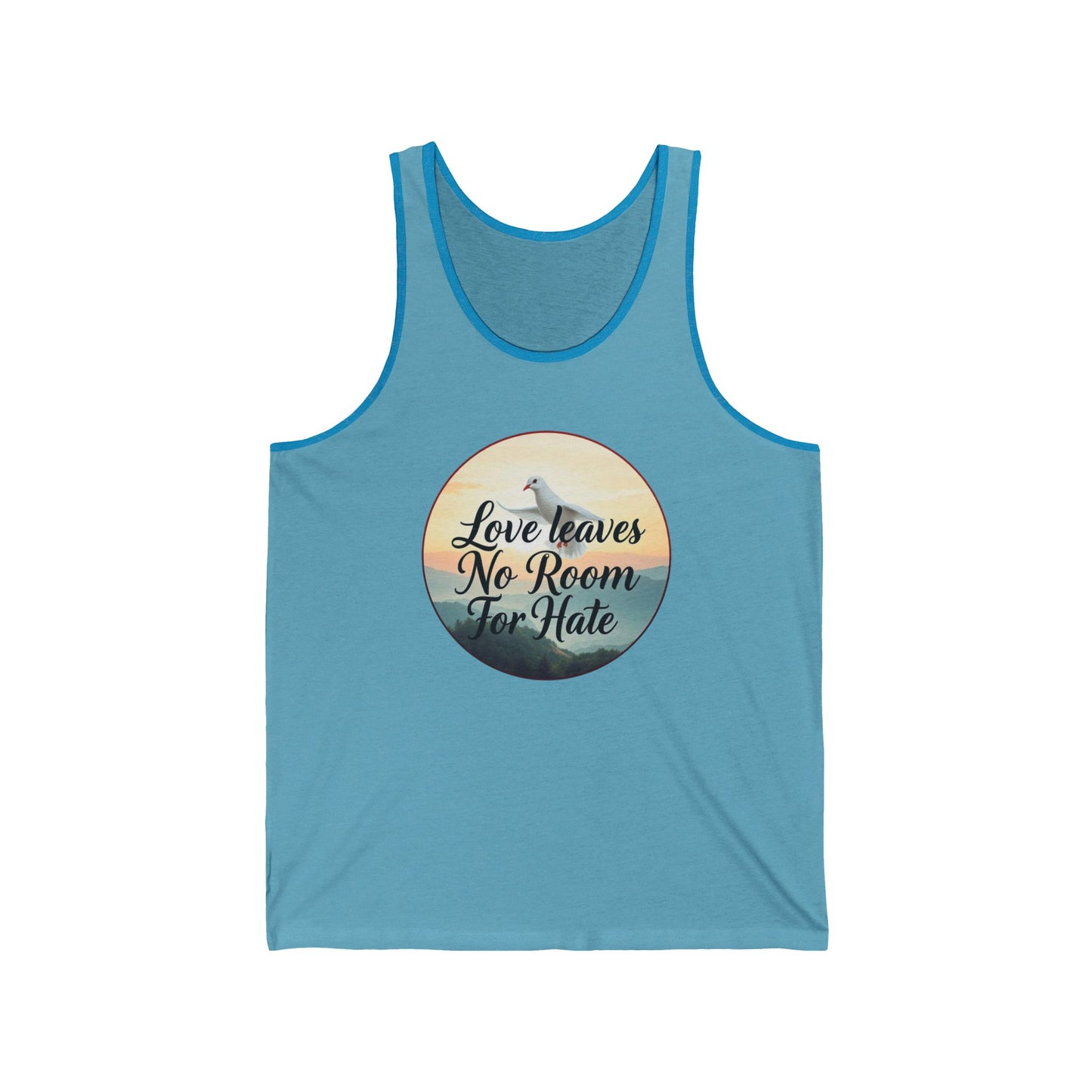 Women’s Christian Tank Top – Love Leaves No Room For Hate Dove Design – Faith & Peace Wear