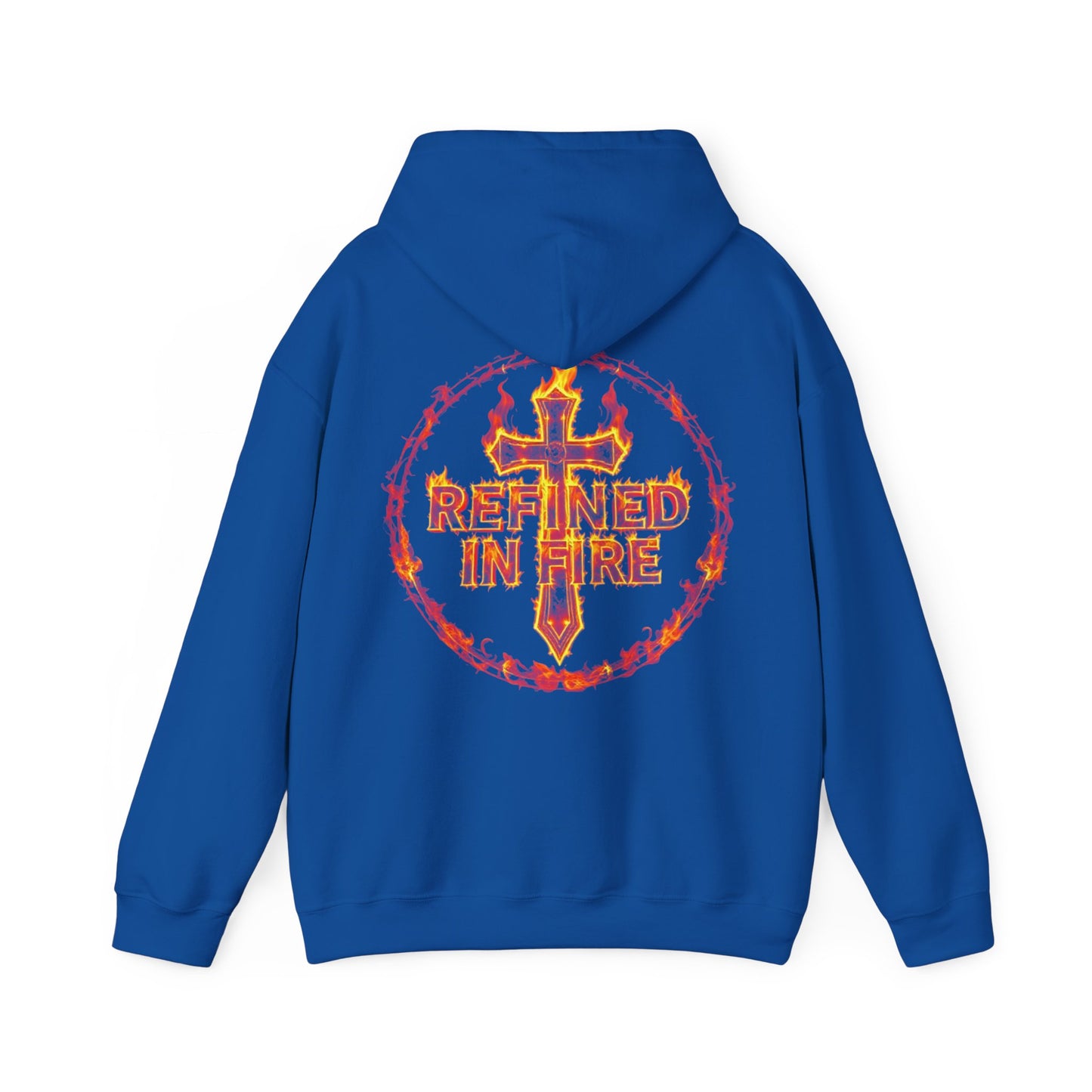 Men’s “Refined in Fire” Christian Hoodie – Flame Design Faith Pullover