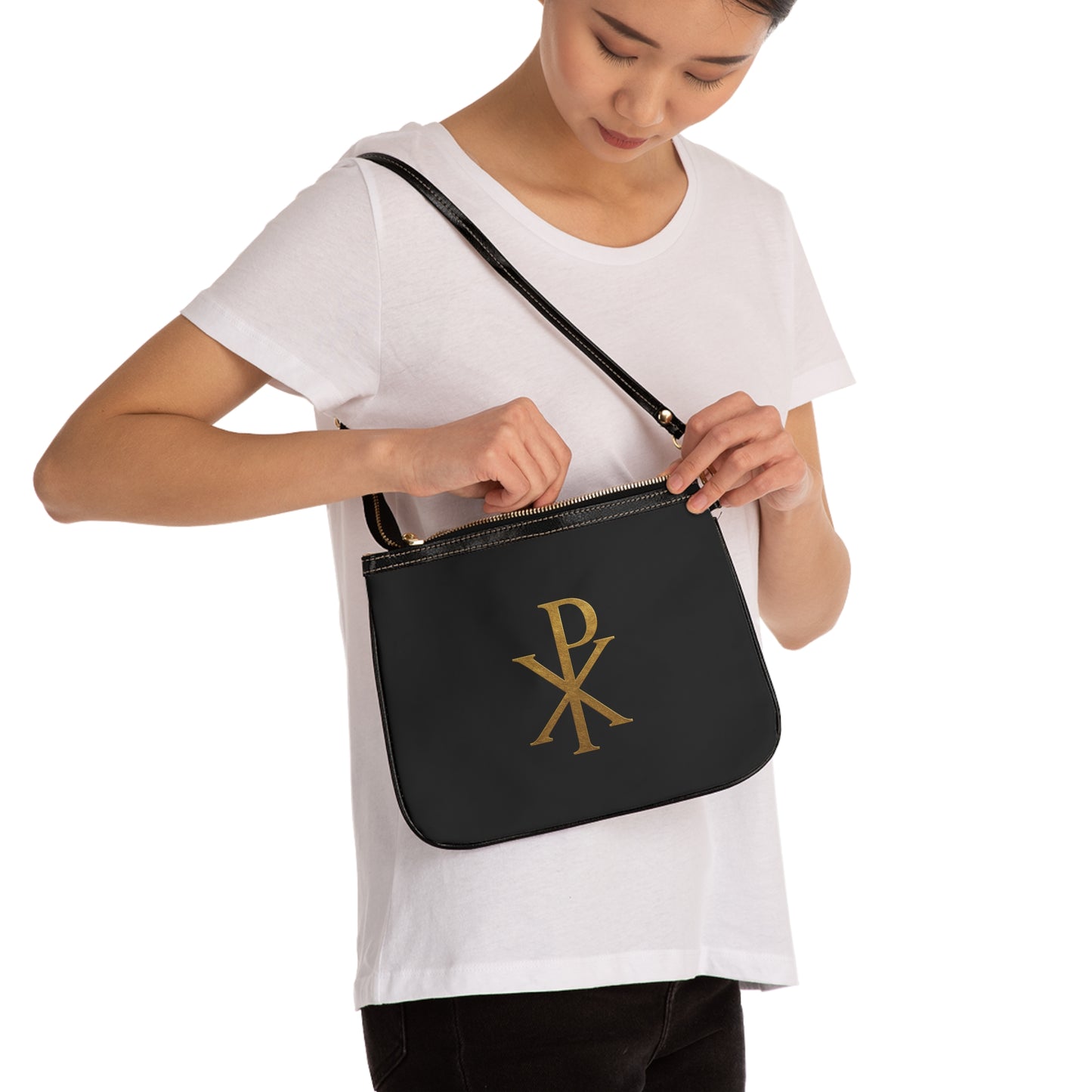 Eternal Majesty Purse – Black with Gold Chi Rho Design