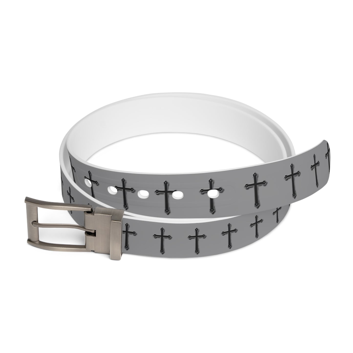 Shield of Faith Belt in Grey – Black Cross Pattern