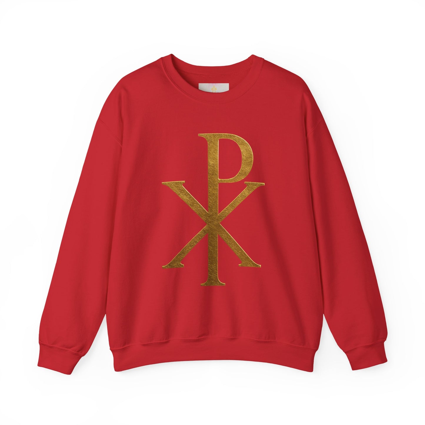 Men’s “Christ Victorious” Sweatshirt – Gold Chi Rho Emblem of Eternal Triumph