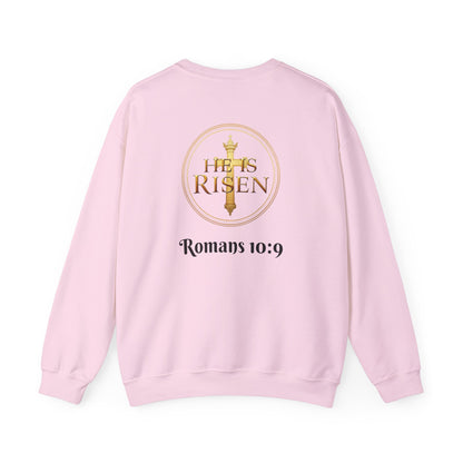 Romans 10:9 Inspired Christian Sweater – Declare Jesus Is Lord & He Is Risen (Dark Lettering)