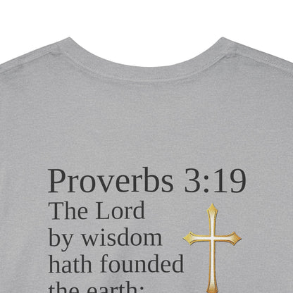 Wisdom in the Atom – Men’s Spiritual T-Shirt (Black Text)