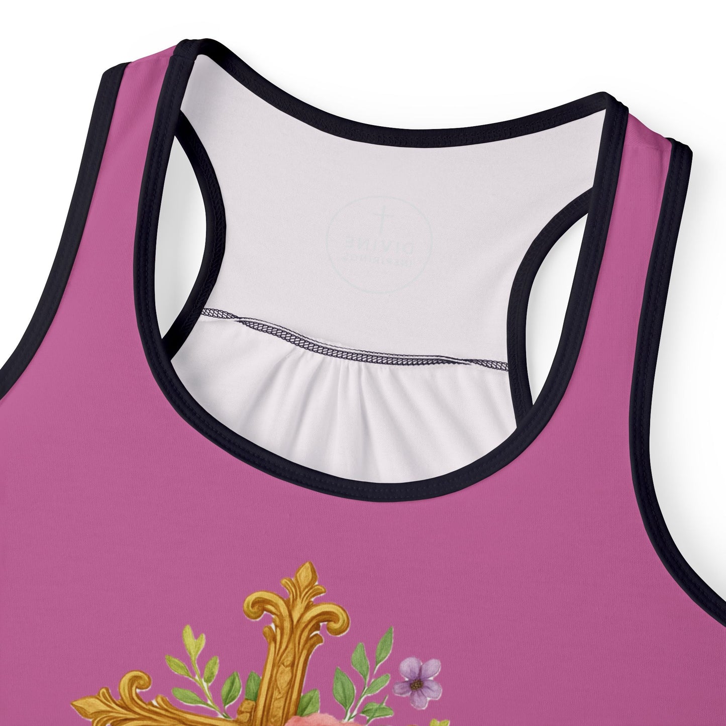 Floral Cross Women’s Christian Tank Top in Pink – Beauty in the Power of the Cross