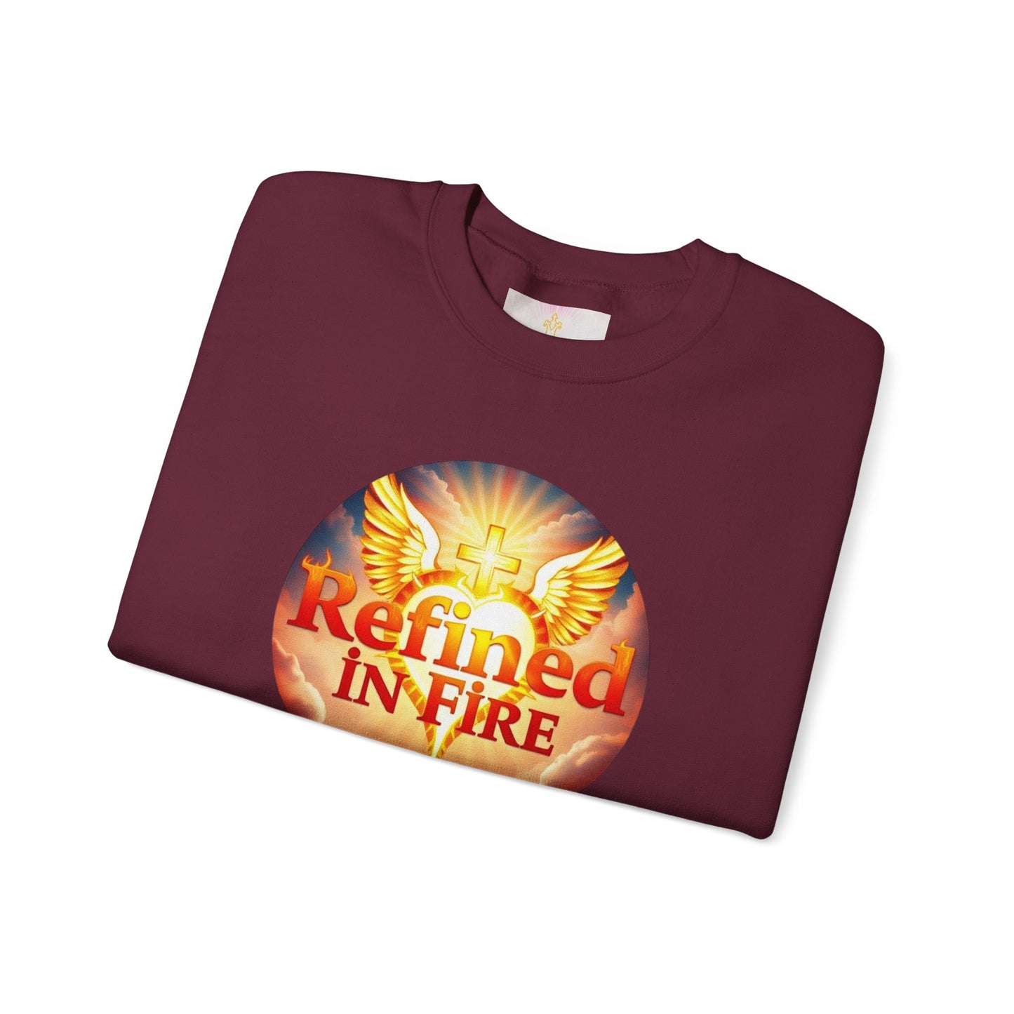 Men’s “Refined in Fire” Christian Sweatshirt – Bold Flame Design Pullover