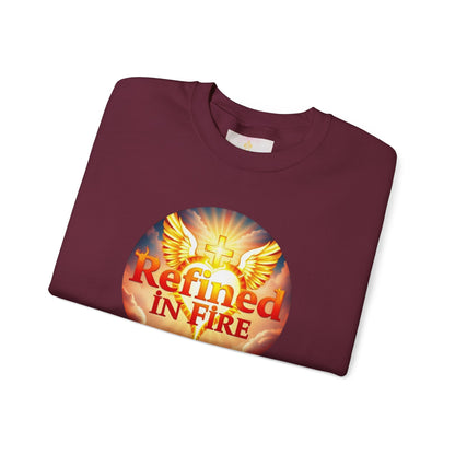 Men’s “Refined in Fire” Christian Sweatshirt – Bold Flame Design Pullover