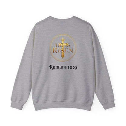 Romans 10:9 Inspired Christian Sweater – Declare Jesus Is Lord & He Is Risen (Dark Lettering)