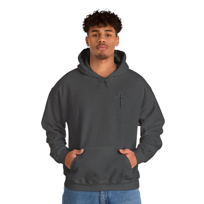 Warrior’s Black Cross Men’s Hoodie – Front & Back Christian Apparel | Ephesians 6:11