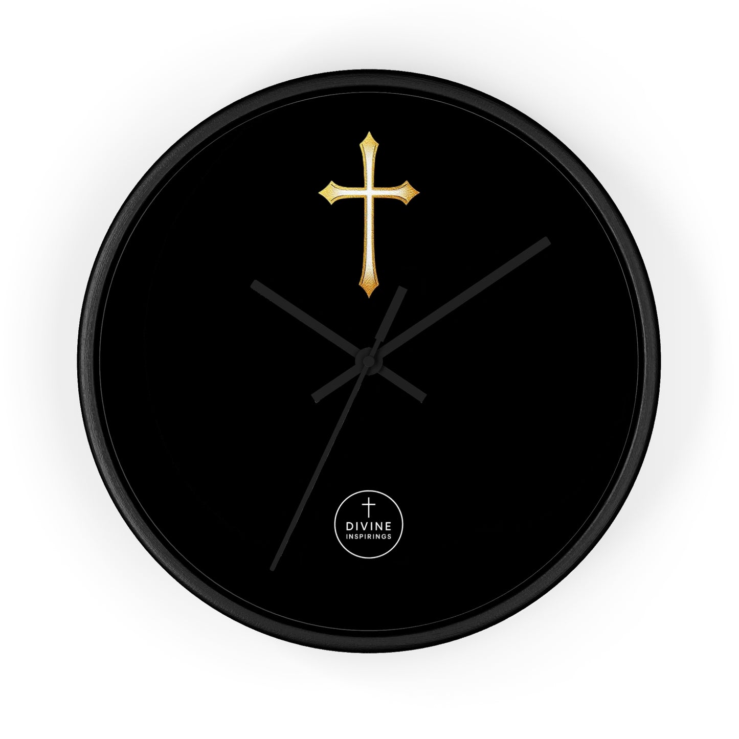 Stunning Gold Cross Wall Clock in Black – Elegant Christian Home Decor