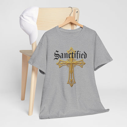 Sanctified Men's Gothic Cross T-Shirt – Faith in Bold Elegance