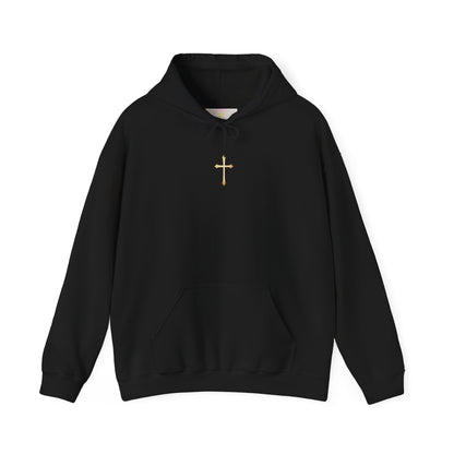 Women’s Gold Cross Hoodie – Christian Faith Hoodie with Front & Back Design