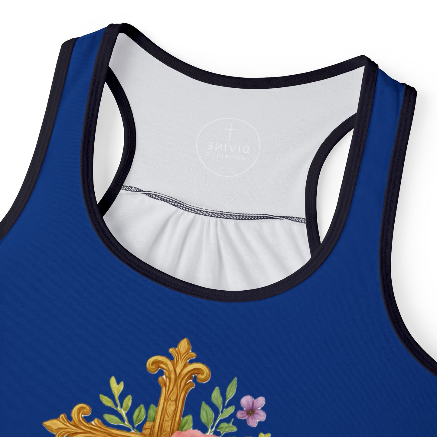 Floral Cross Women’s Christian Tank Top in Blue – Beauty in the Power of the Cross