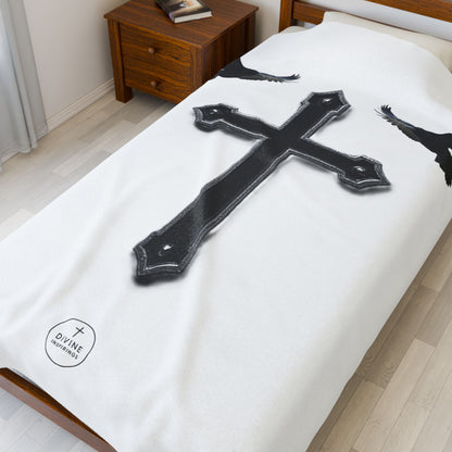 Faith in Flight: Riveted Cross & Crows Blanket