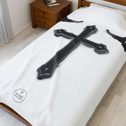 Faith in Flight: Riveted Cross & Crows Blanket
