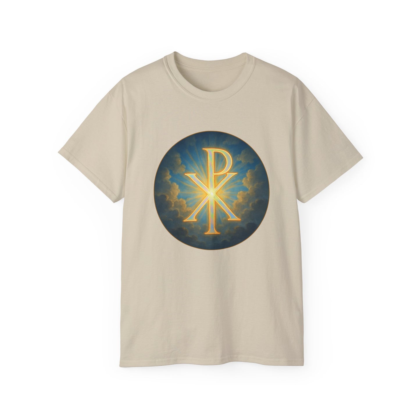 Men’s Christian T-Shirt with Chi Rho – Historic Symbol of Christ Tee