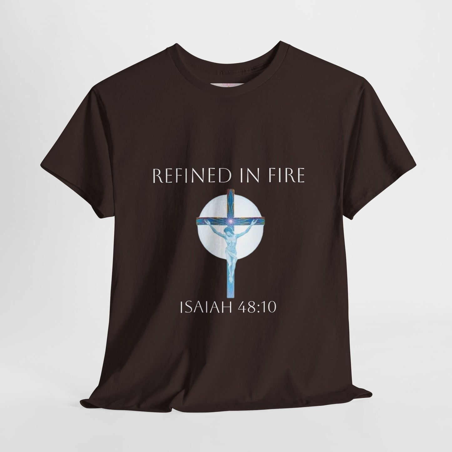 Men's Refined in Fire Christian T-Shirt – Modern Cross Design (White Lettering)