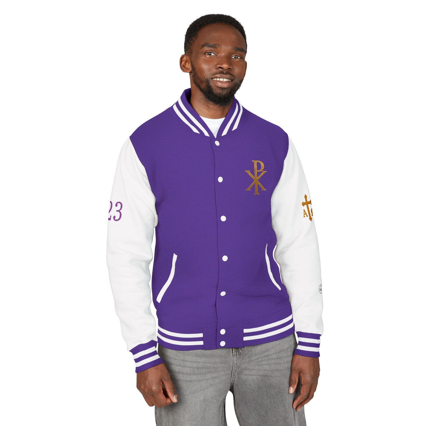 Victory in Christ Men’s Letterman Jacket – Sealed in Faith