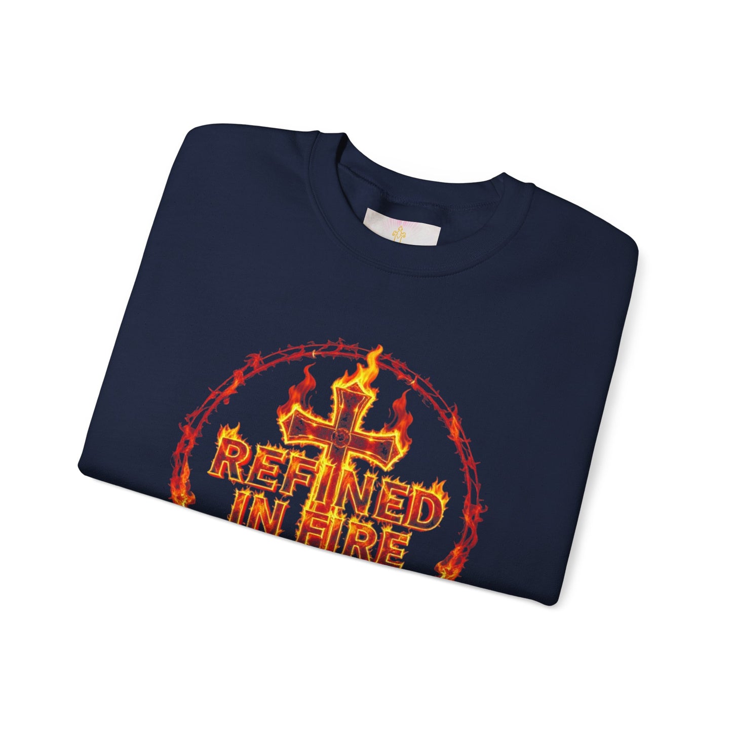 Men’s “Refined in Fire” Christian Sweatshirt – Bold Flame Design Pullover