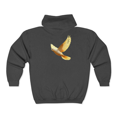 Peaceful Spirit Women's Zip-Up Hoodie with Dove in Flight Design
