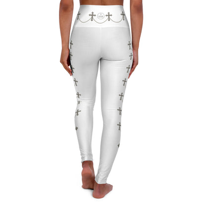 Silver Sanctuary Women’s High-Waisted Yoga Leggings in White - Christian Apparel