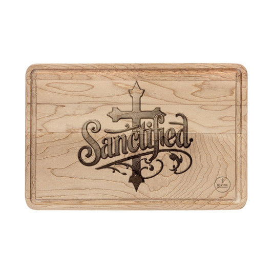 Sanctified in Christ — Inspirational Cross Cutting Board