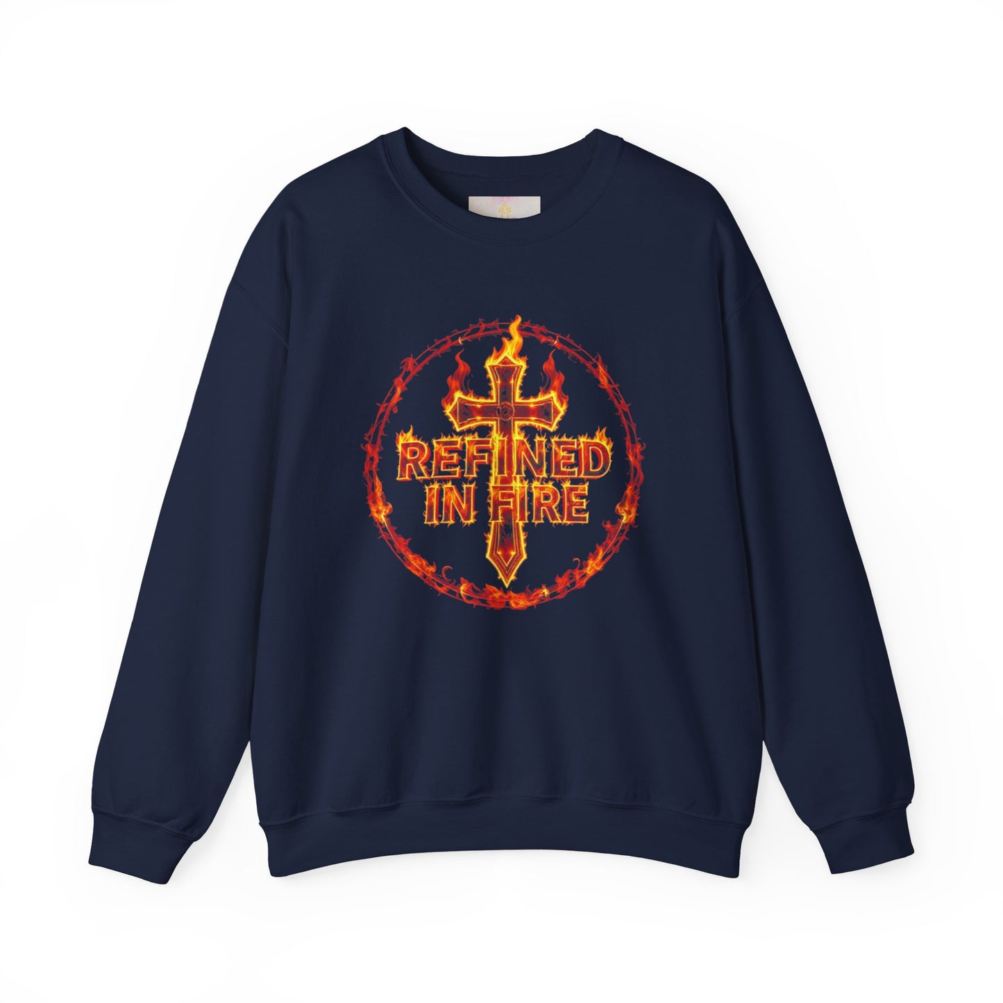 Men’s “Refined in Fire” Christian Sweatshirt – Bold Flame Design Pullover