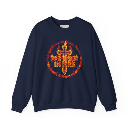 Men’s “Refined in Fire” Christian Sweatshirt – Bold Flame Design Pullover