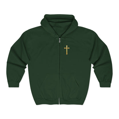 Sanctified Women's Gothic Cross Zip-Up Hoodie – Faith & Comfort