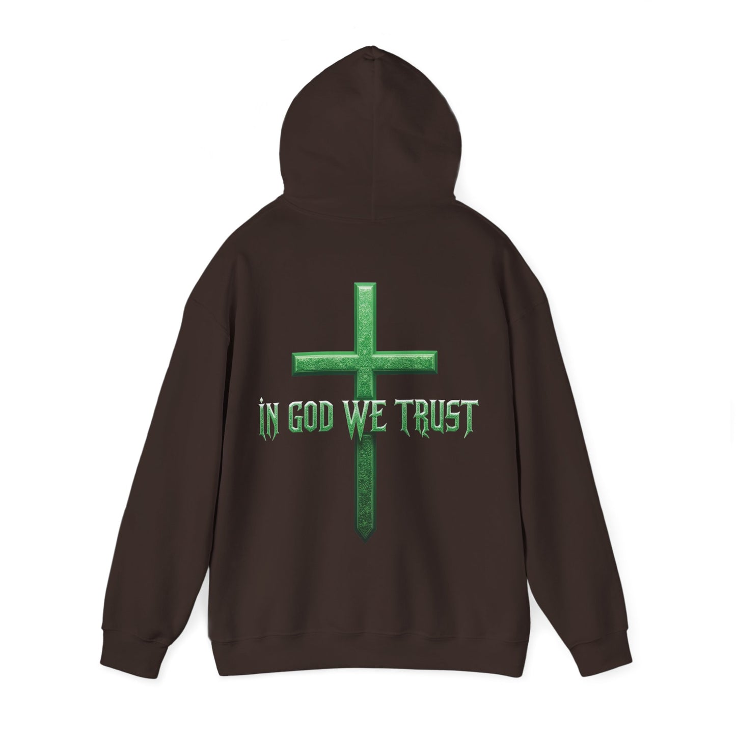 Stand Firm – Men’s Christian Hoodie with “In God We Trust” Cross Design