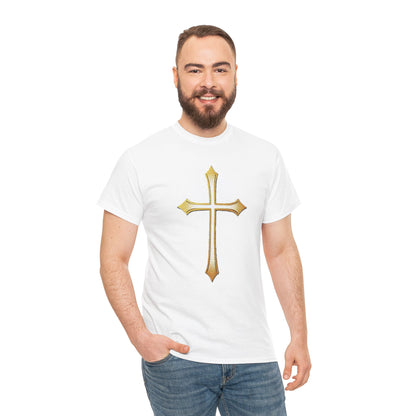 Men’s Gold Cross Tee – Christian Faith-Inspired Apparel