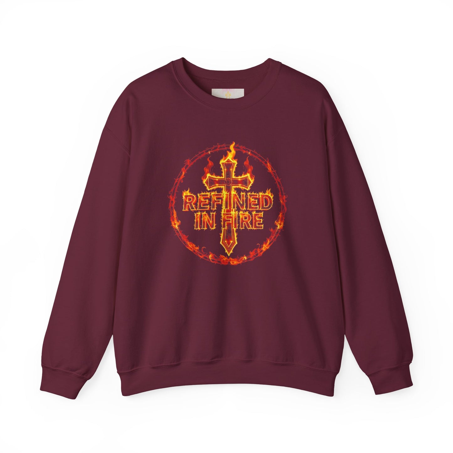 Women’s “Refined in Fire” Christian Sweatshirt – Bold Flame Design Pullover