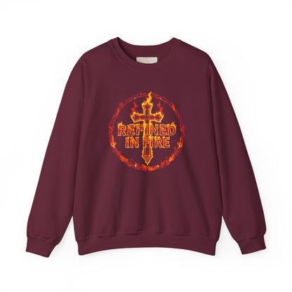 Women’s “Refined in Fire” Christian Sweatshirt – Bold Flame Design Pullover