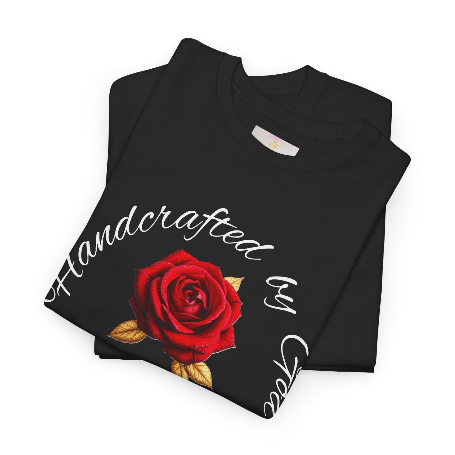Handcrafted by God (Rose) - Woman's Christian T-Shirt (White Lettering)