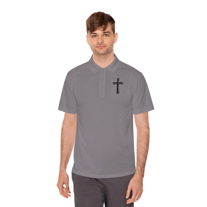 Men’s Black Cross Polo Shirt – Classic Faith-Inspired Style