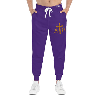 Men’s Alpha & Omega Jogger Pants in Purple – Comfortable Faith-Inspired Style