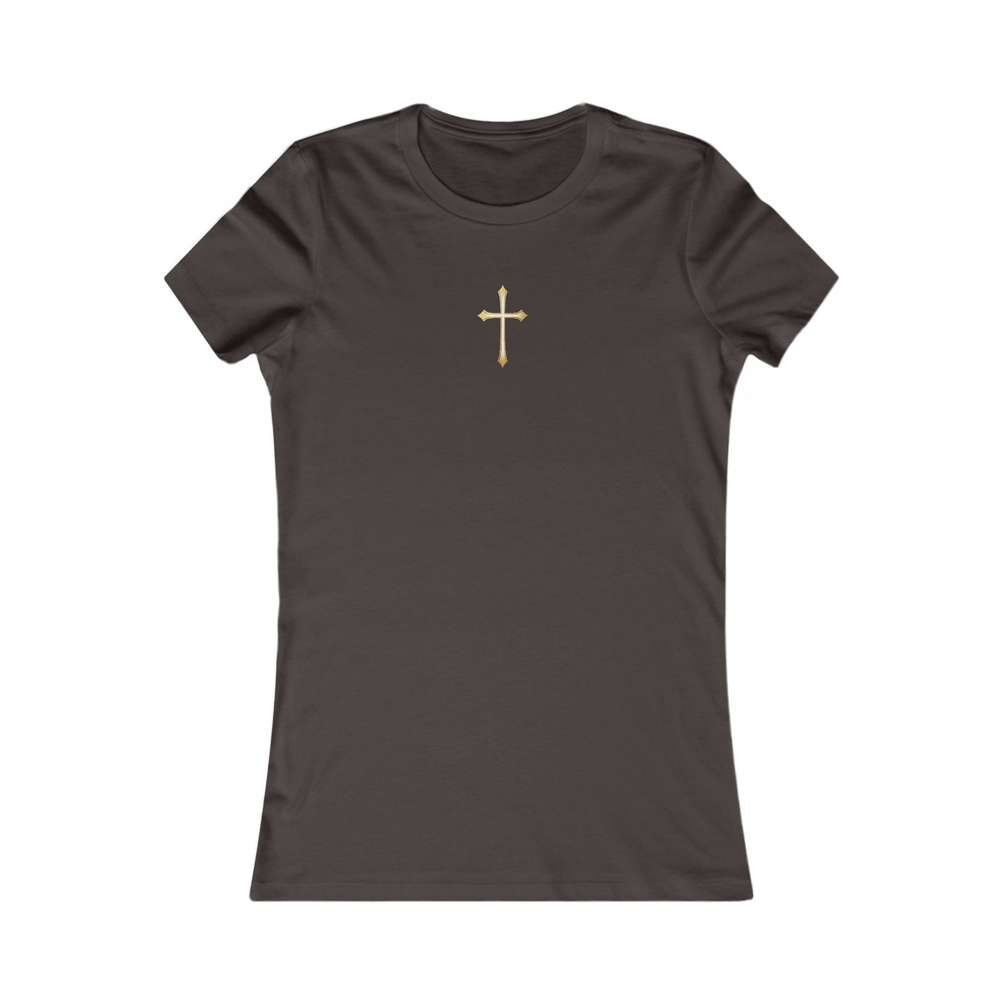 Women’s Gold Cross Pendant-Style Favorite Tee – Elegant Christian Faith Shirt