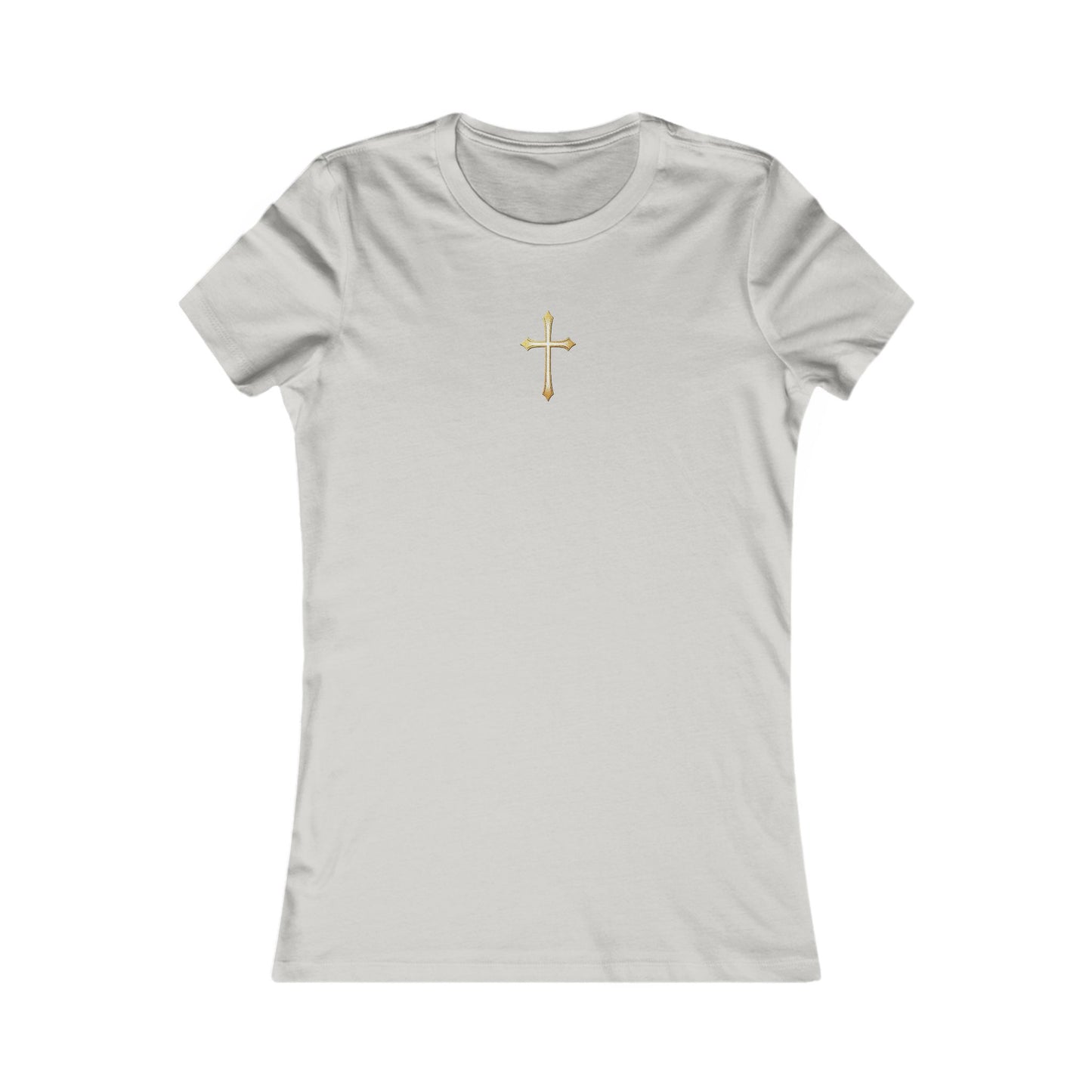 Women’s Gold Cross Pendant-Style Favorite Tee – Elegant Christian Faith Shirt